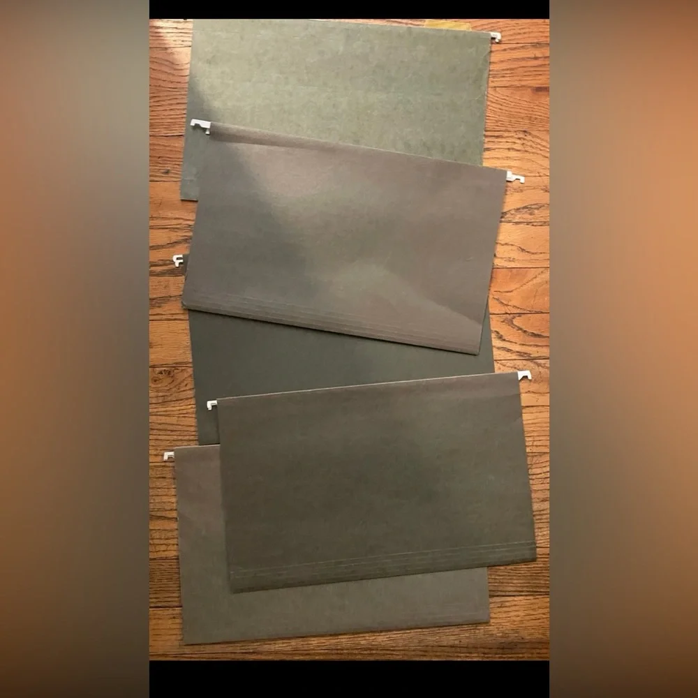 Vintage Hanging File Folders Green Dark Green